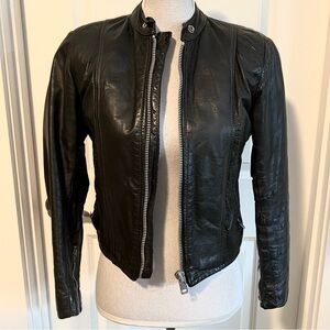Bristol of Canada Leather Moto Jacket in black Motocross Look